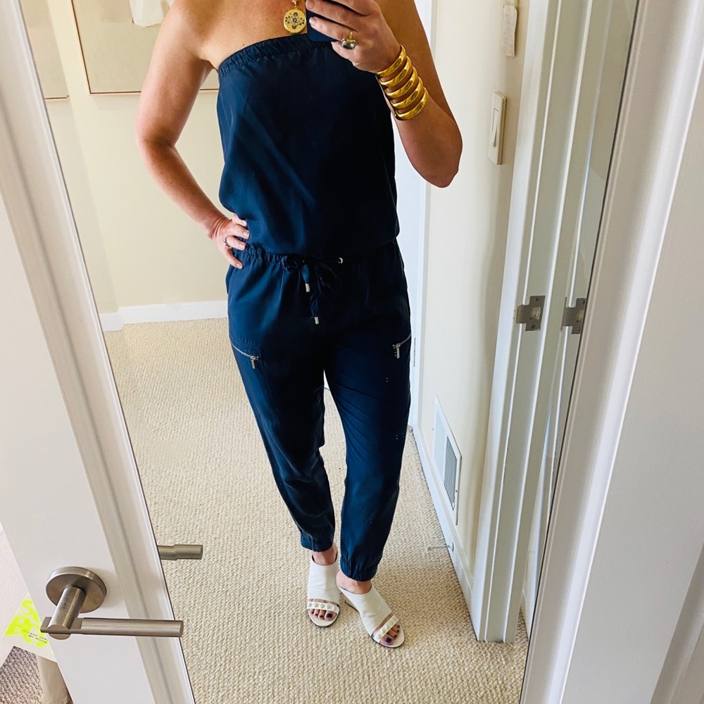Michael Kors Navy Strapless Jumpsuit